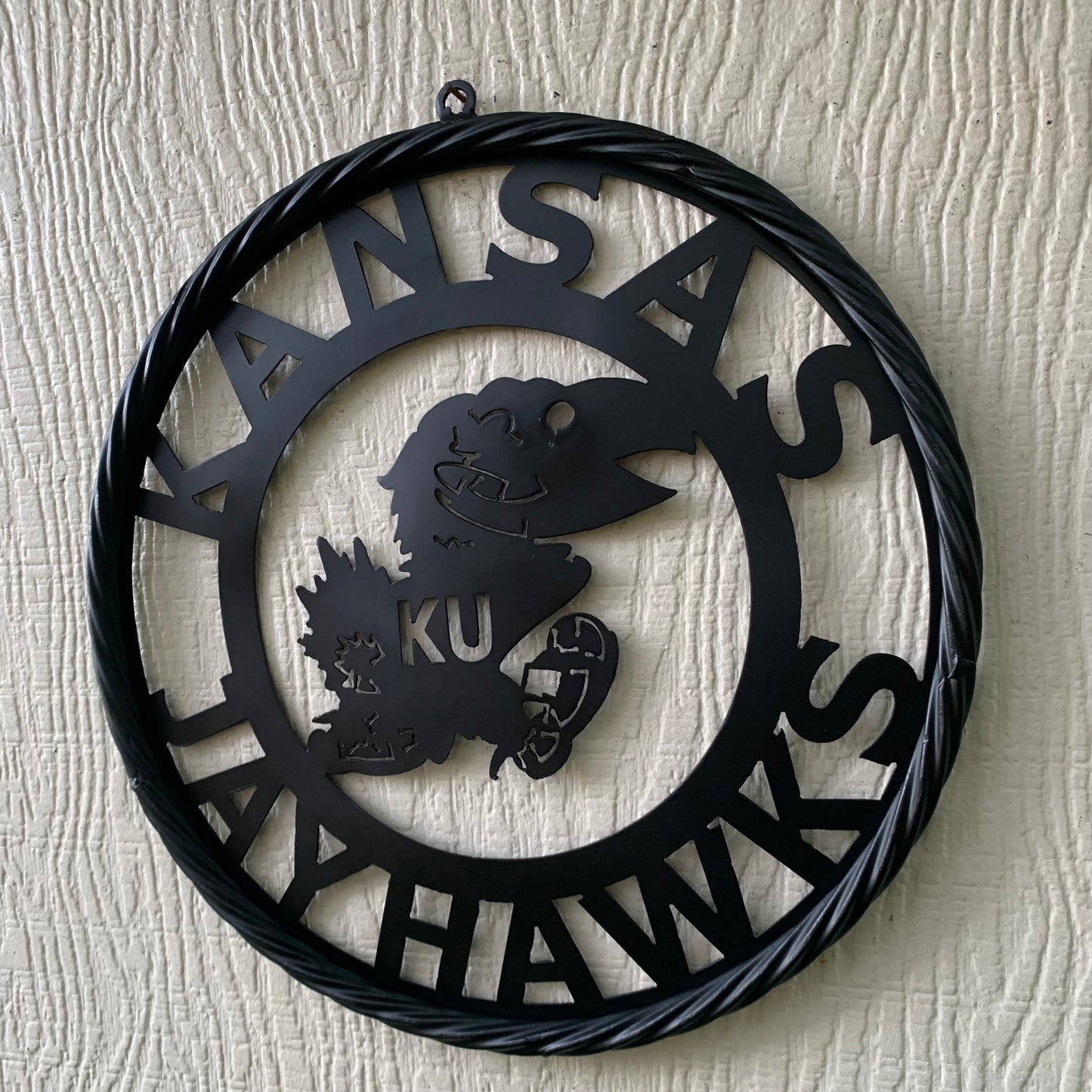 KANSAS JAYHAWKS BLACK METAL CUSTOM VINTAGE CRAFT WALL ART TEAM SIGN HANDMADE