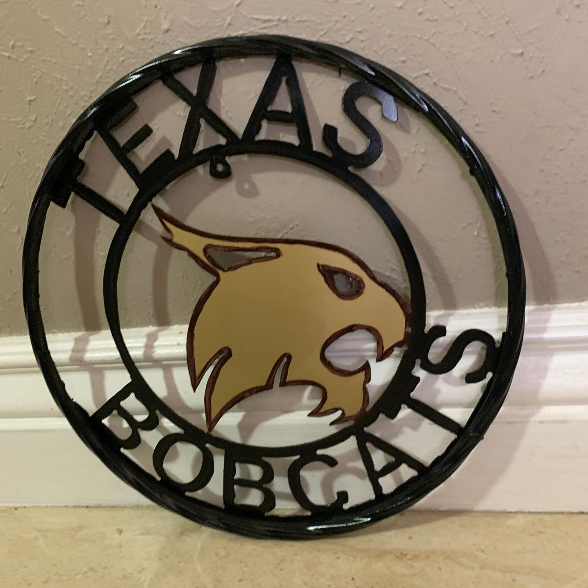 12" TEXAS BOBCATS CUSTOM METAL VINTAGE CRAFT SIGN TEAM WESTERN HOME DECOR HANDMADE