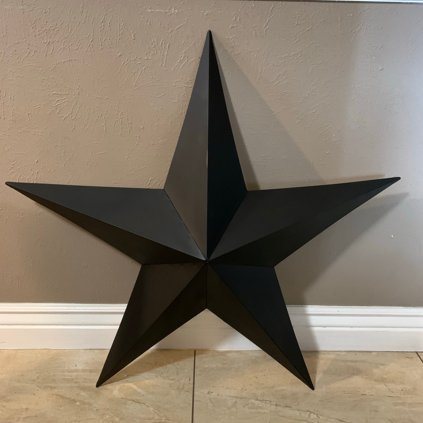 #EH10479 12", 16", 24", 30", 36" RUSTIC BLACK BARN STAR NO RING DAVID STAR 5 POINT WESTERN HOME DECOR HAND PAINTED