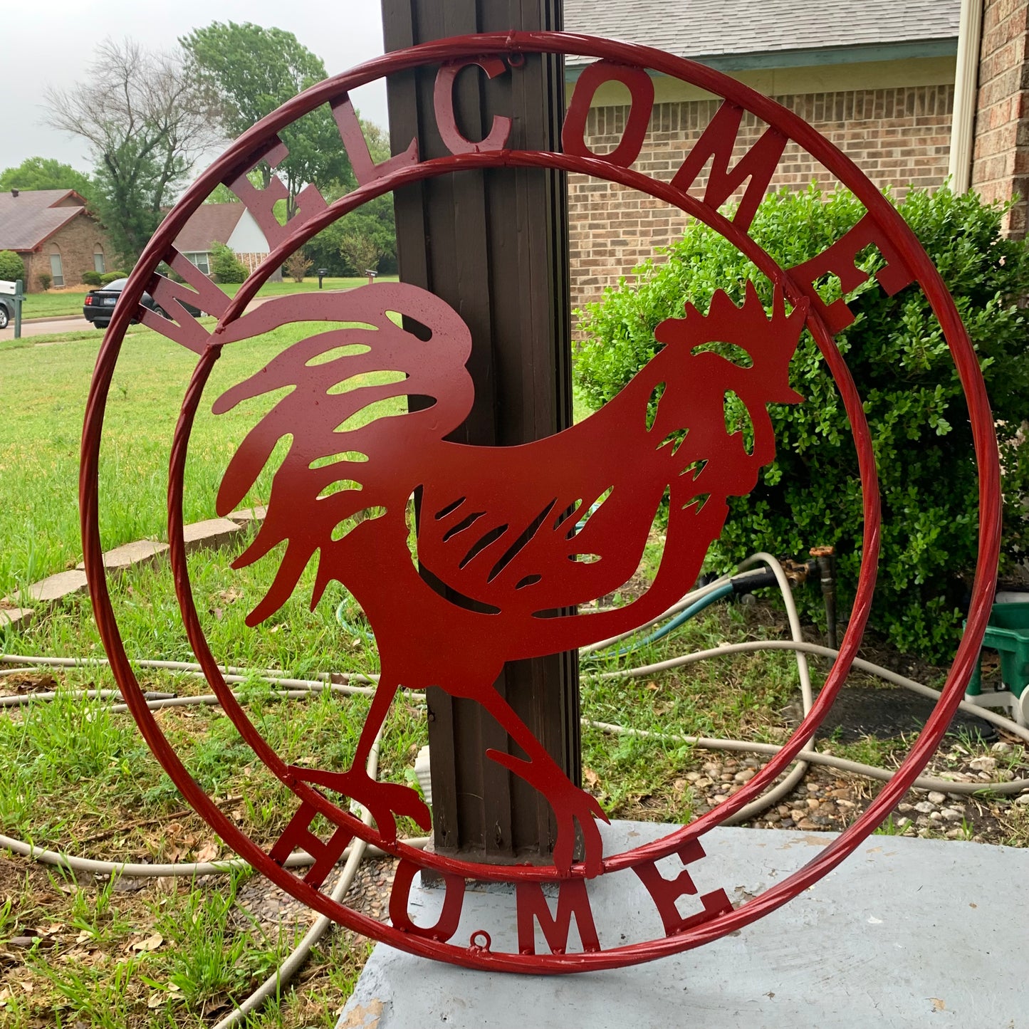 YOUR CUSTOM NAME RED ROOSTER LASERCUT METAL ART WITH RING DESIGN WESTERN METAL ANIMAL ART HOME WALL DECOR BRAND NEW
