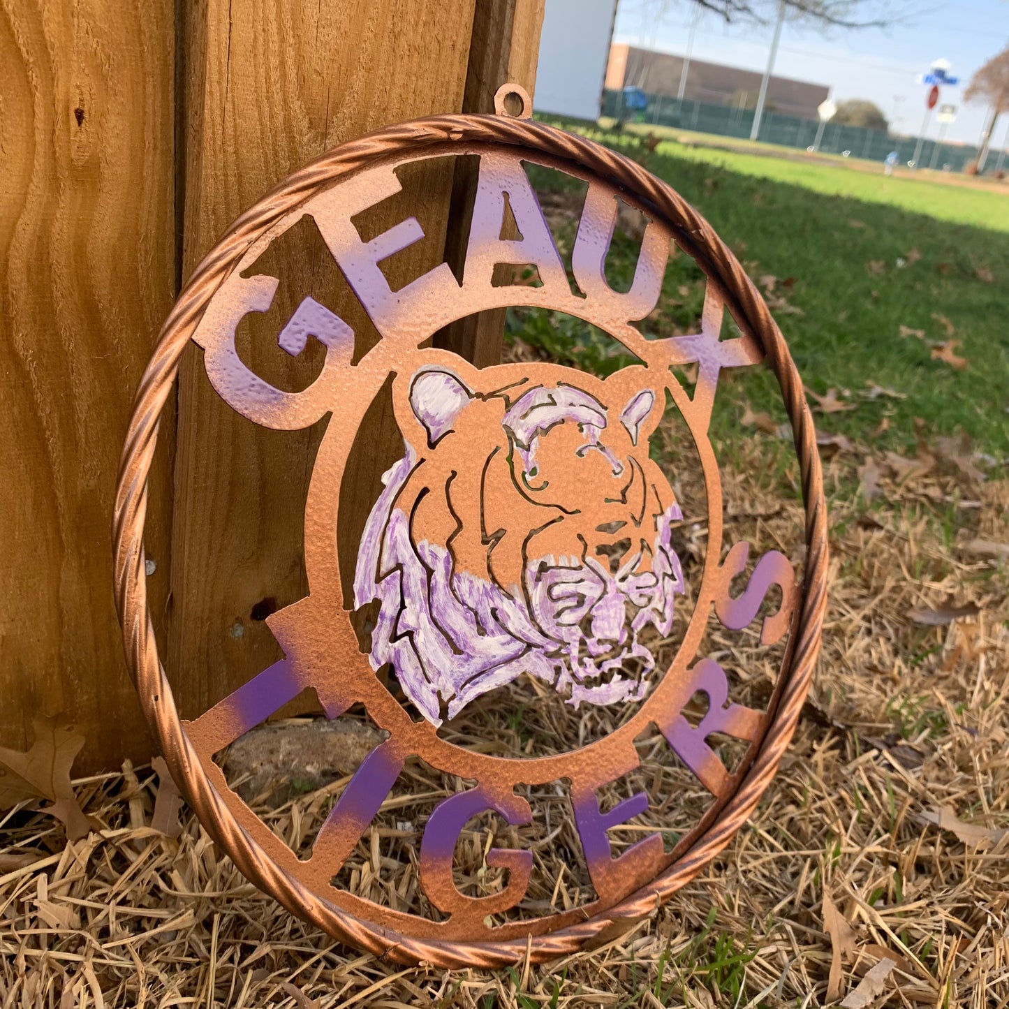 12",18",24",32" GEAUX TIGERS CUSTOM VINTAGE METAL CRAFT TEAM WALL ART HANDMADE