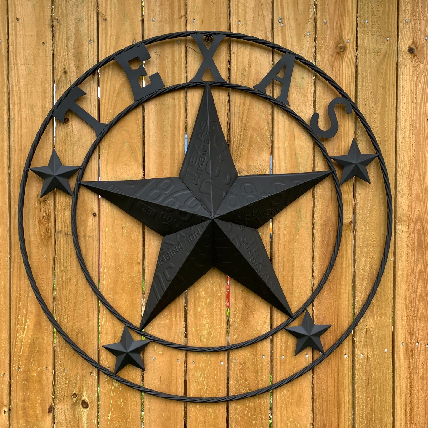 24", 32", 34", 40" TEXAS LICENSE PLATE RUSTIC BLACK BARN STAR METAL WALL WESTERN HOME DECOR RUSTIC TEXAS ART NEW