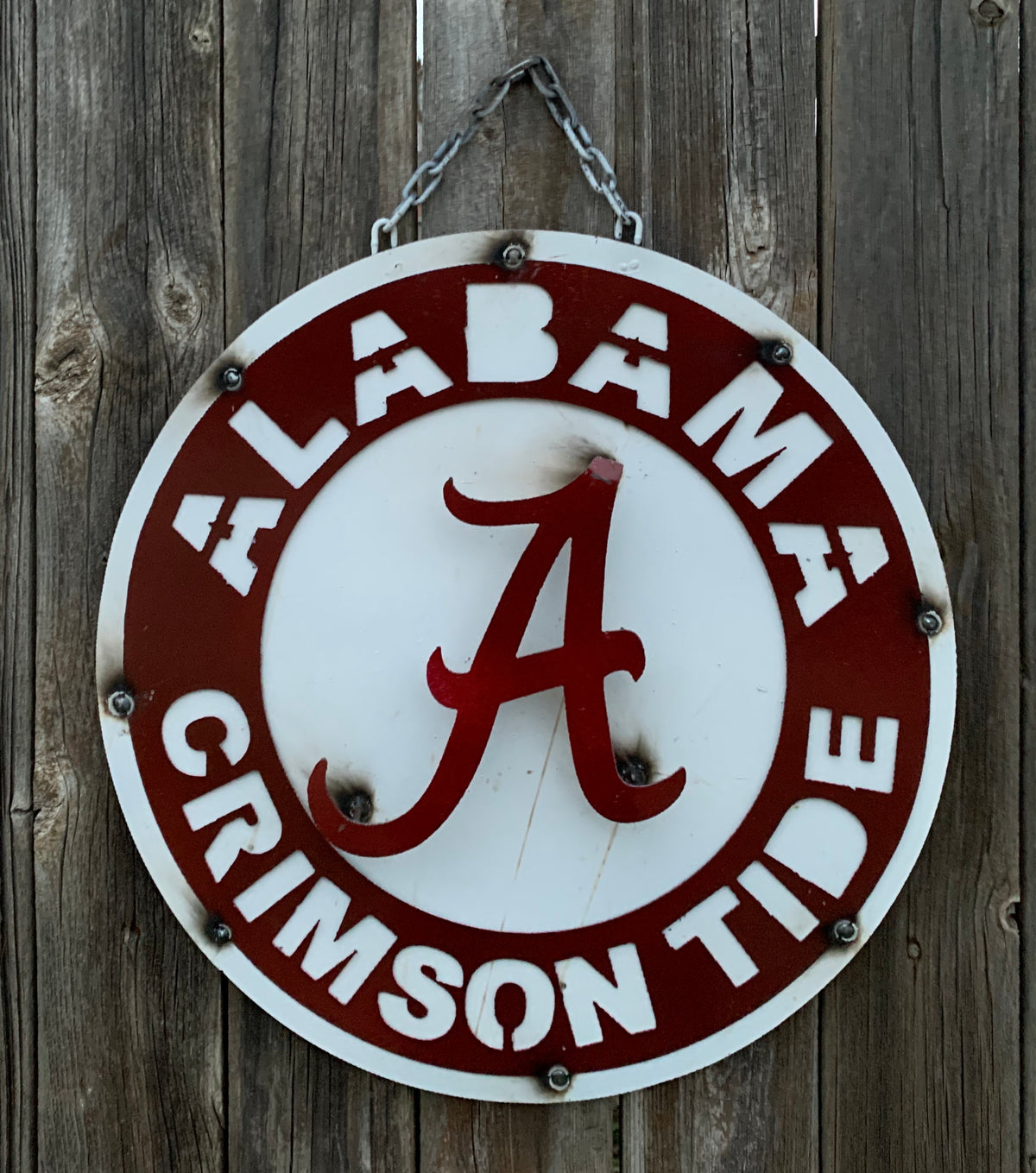 15" SPORTS CUSTOM DISC METAL VINTAGE CRAFT SIGN TEAM ART WESTERN HOME DECOR HANDMADE