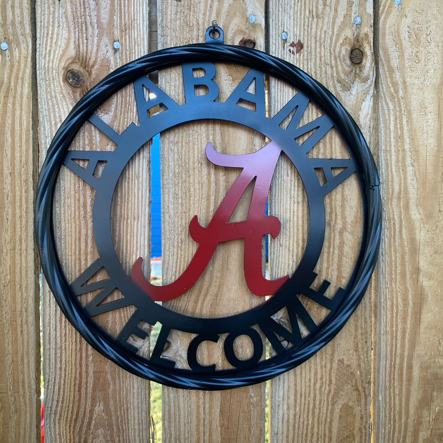 ALABAMA WELCOME RED & BLACK CUSTOM METAL VINTAGE SIGN TEAM HANDMADE