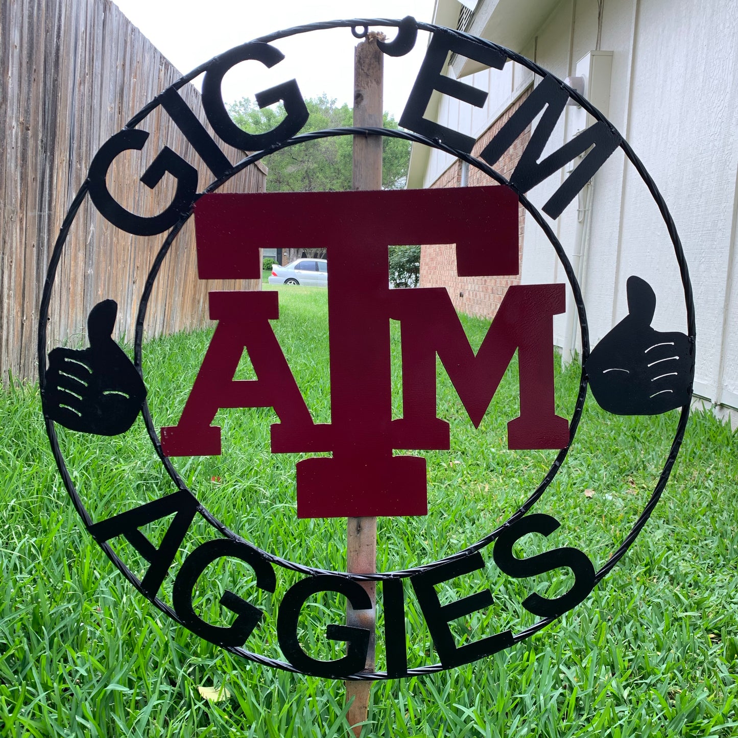 GIGEM AGGIES TEXAS A&M CUSTOM METAL VINTAGE CRAFT TEAM SIGN WESTERN HOME DECOR HANDMADE