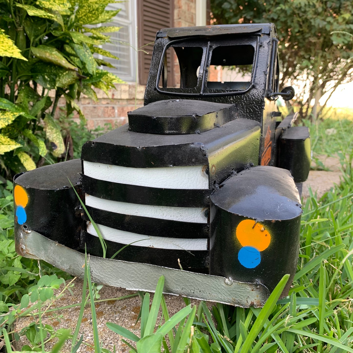 PICKUP TRUCK 20" METAL ART FIGURINE OUTDOOR & INDOOR GARDEN WESTERN HOME DECOR HANDMADE NEW: 20"L x 10"W x 12" H
