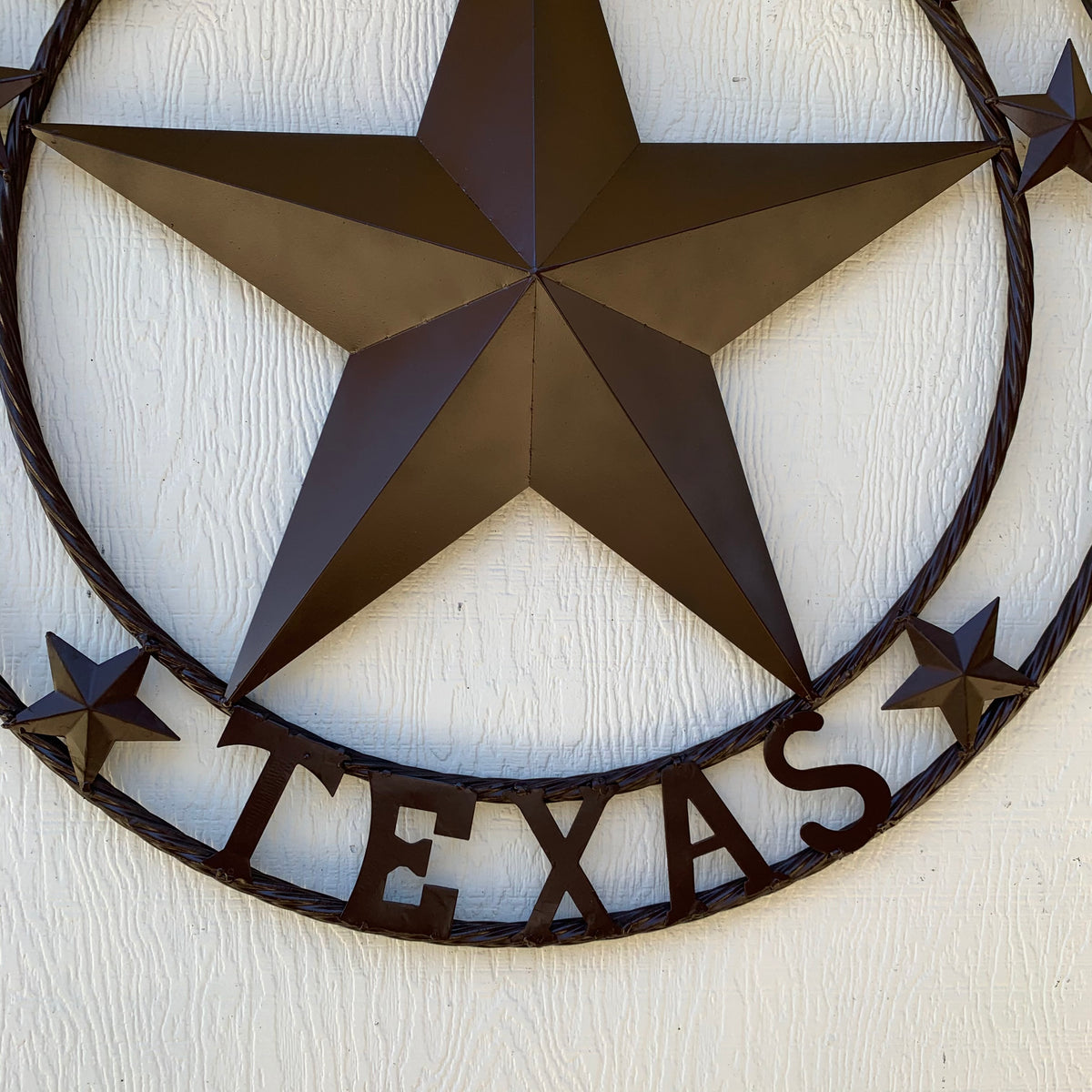GOD BLESS TEXAS BROWN BARN STAR METAL LONE STAR TWISTED ROPE RING WESTERN HOME DECOR HANDMADE NEW #EH11085