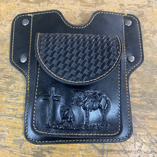 7" x 6" GENUINE LEATHER SHOOTING POUCH BELT LOOP HANDMADE NEW -- FREE SHIPPING