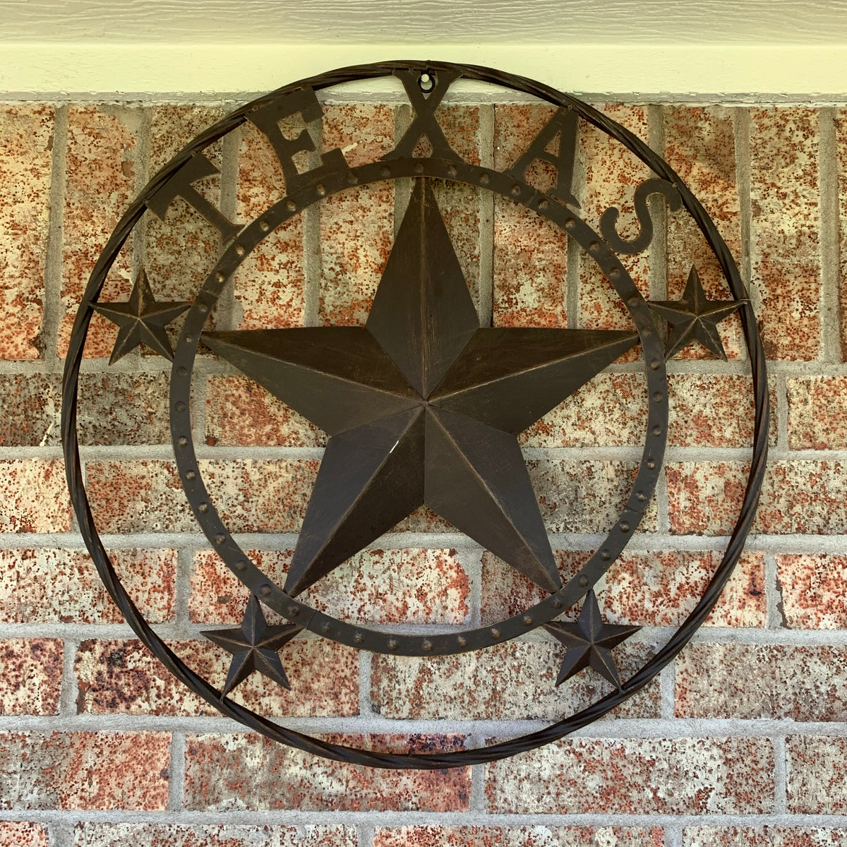 24" TEXAS BEADED COLIBROX BARN STAR METAL LONE STAR WESTERN HOME DECOR HANDMADE RUSTIC BRONZE COPPER NEW