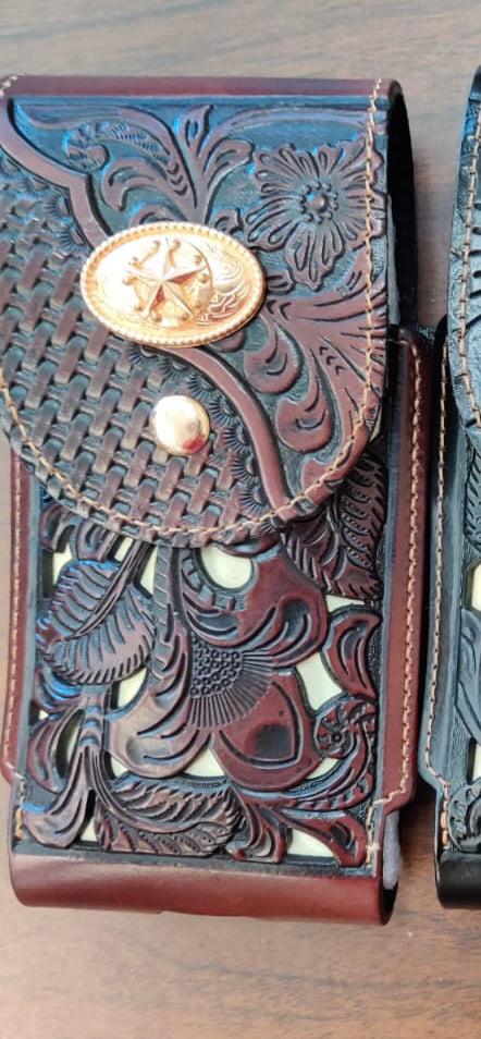 7" LONE STAR LEATHER BROWN POUCH EXTRA LARGE  BELT LOOP HOLSTER CELL PHONE CASE UNIVERSAL OVERSIZE #WS--FREE SHIPPING