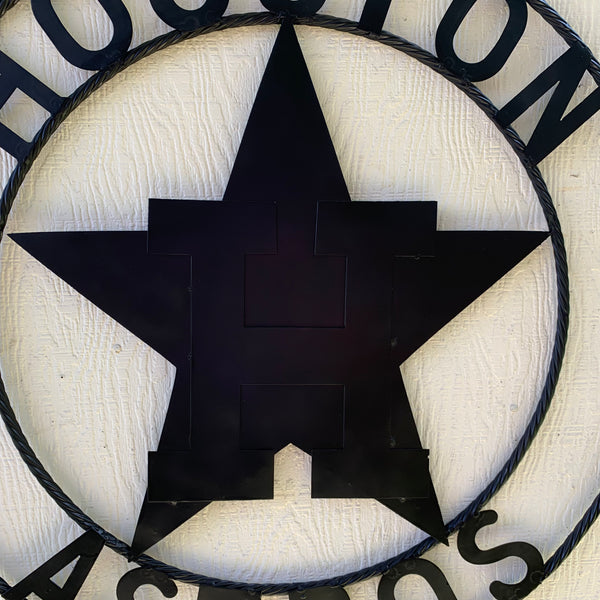 HOUSTON ASTROS CUSTOM METAL VINTAGE CRAFT SIGN TEAM ALL RUSTIC BLACK HANDMADE 12",18",24",32"