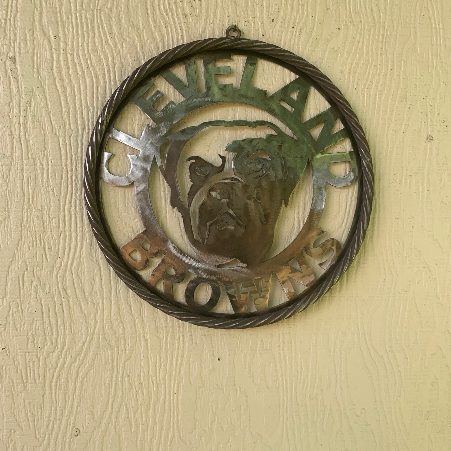 CLEVELAND BROWNS RAW METAL CUSTOM VINTAGE CRAFT ART HANDMADE RUSTIC BLACK