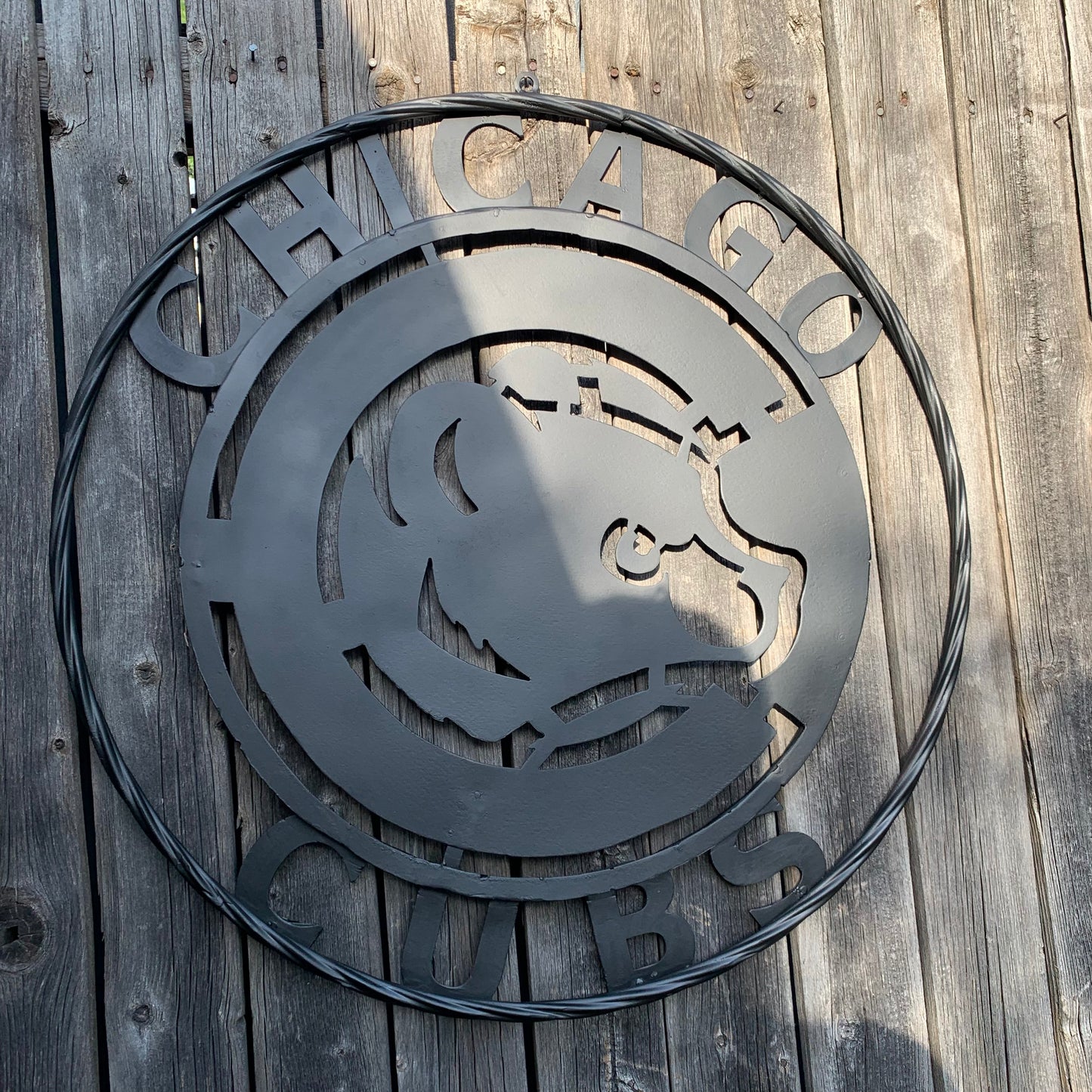 12", 18", 24", 32" CHICAGO CUBS CUSTOM BLACK & RAW METAL VINTAGE CRAFT TEAM SPORTS SIGN HANDMADE