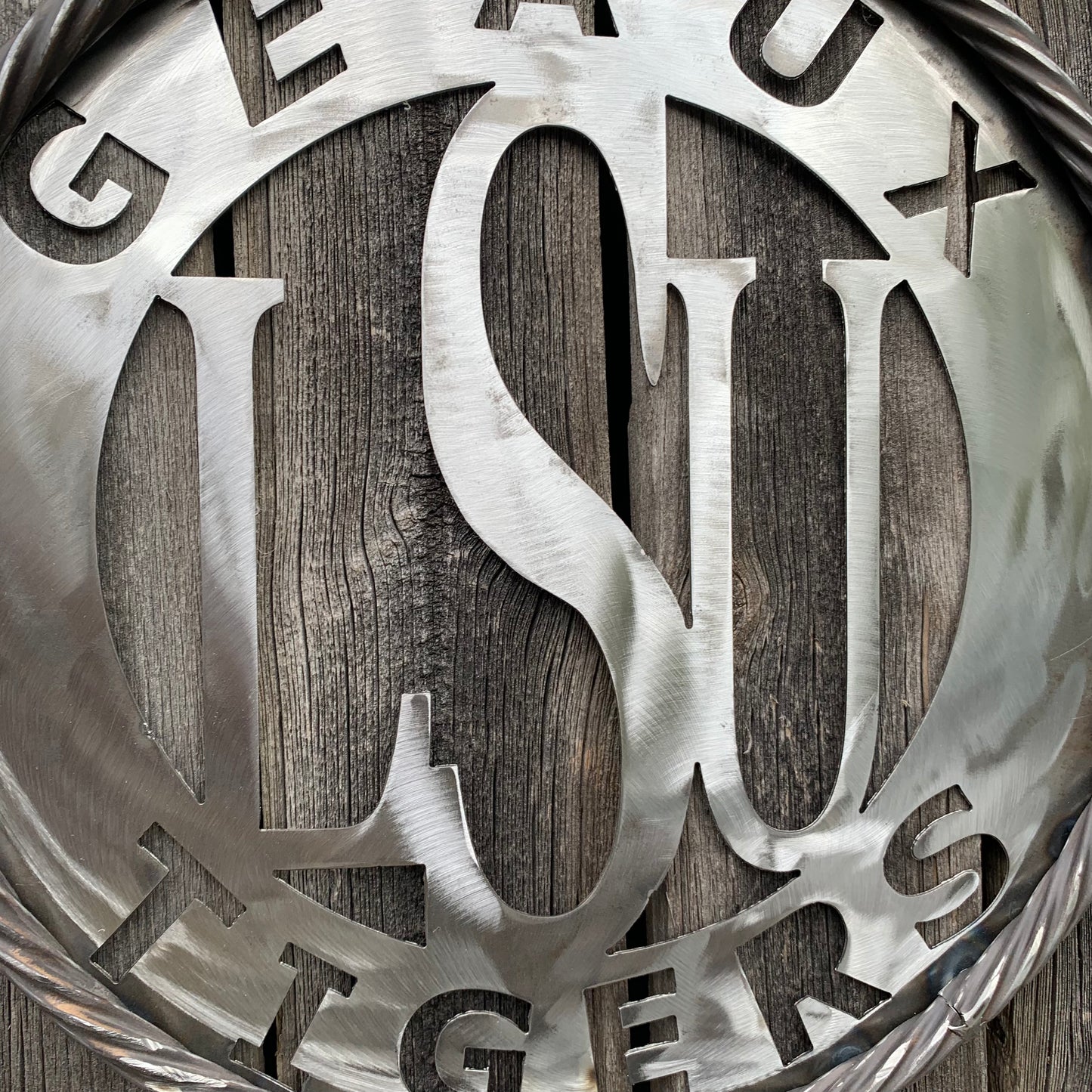 12",18",24",32" LSU GEAUX TIGERS CUSTOM RAW METAL VINTAGE CRAFT TEAM SIGN WESTERN HOME DECOR HANDMADE