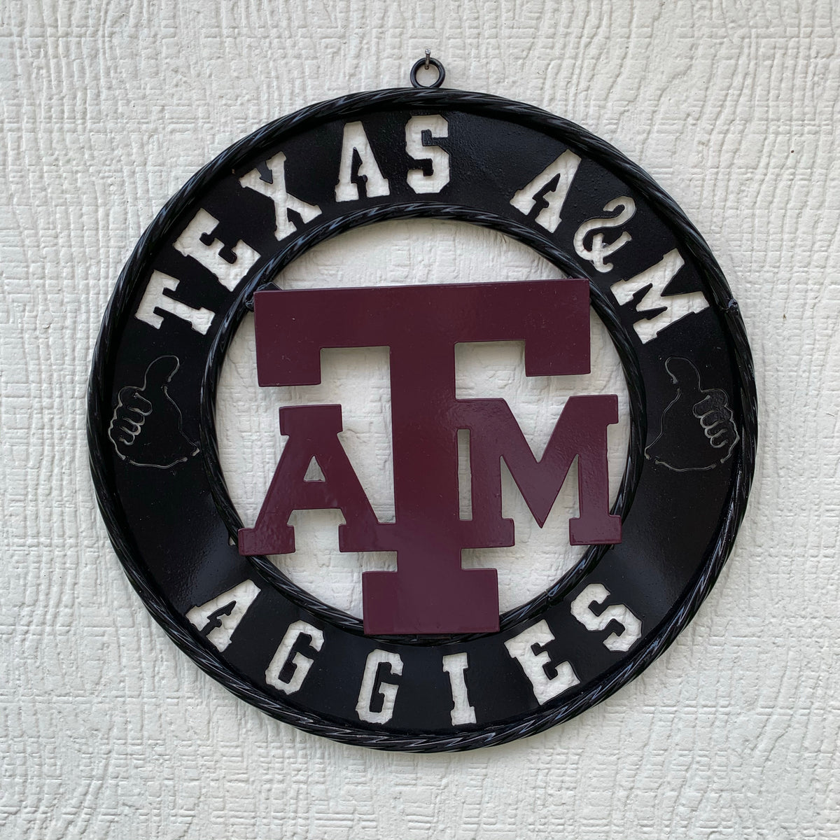 12",18",24",32" TEXAS A&M AGGIES WIDE BAND RING CUSTOM METAL VINTAGE CRAFT TEAM SIGN HANDMADE