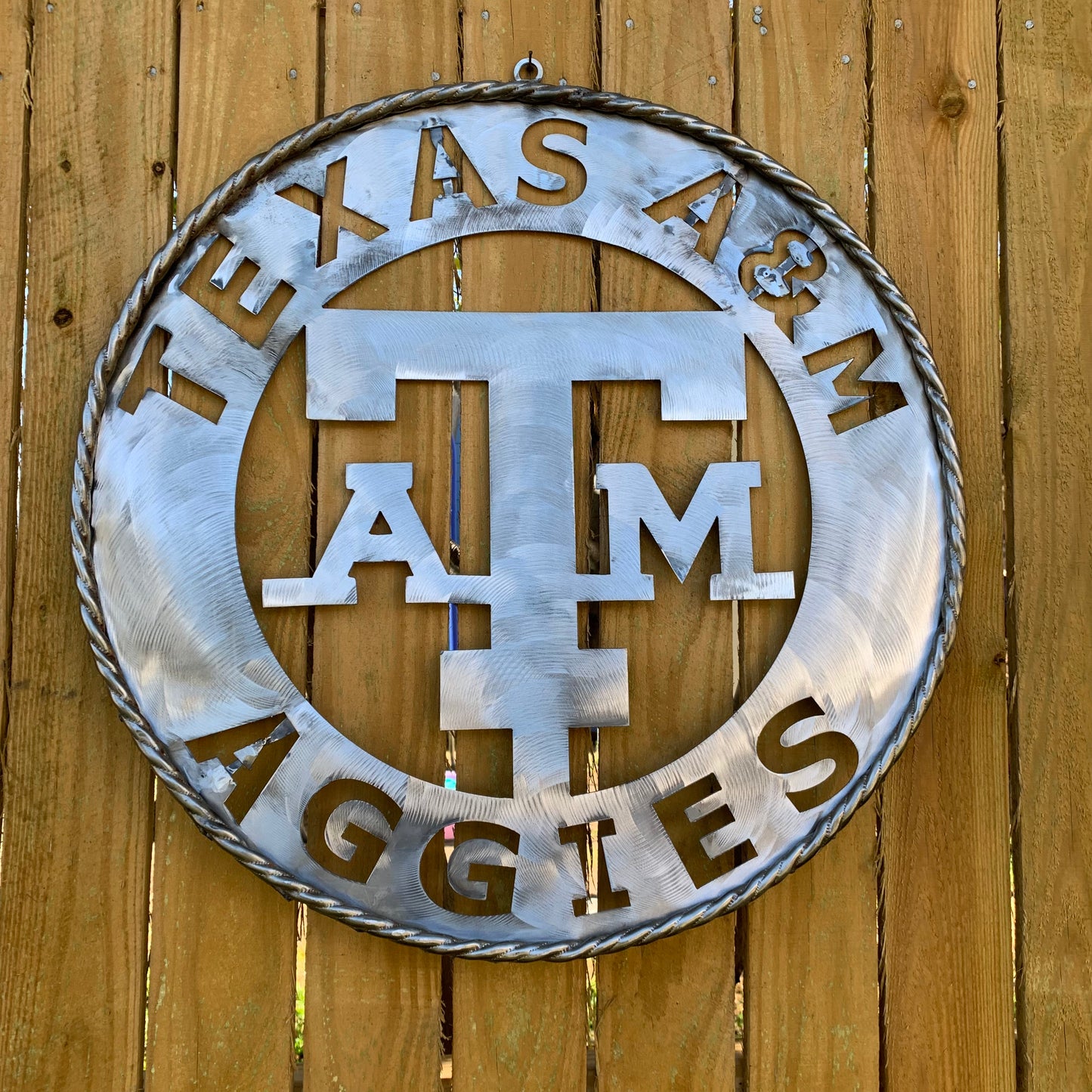 TEXAS A&M WIDE BAND RAW METAL CUSTOM VINTAGE CRAFT WALL ART TEAM SIGN HANDMADE