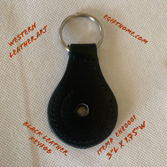 #EH80007 BLACK LEATHER KEYFOB KEYCHAIN WESTERN FASHION ART NEW--FREE SHIPPING