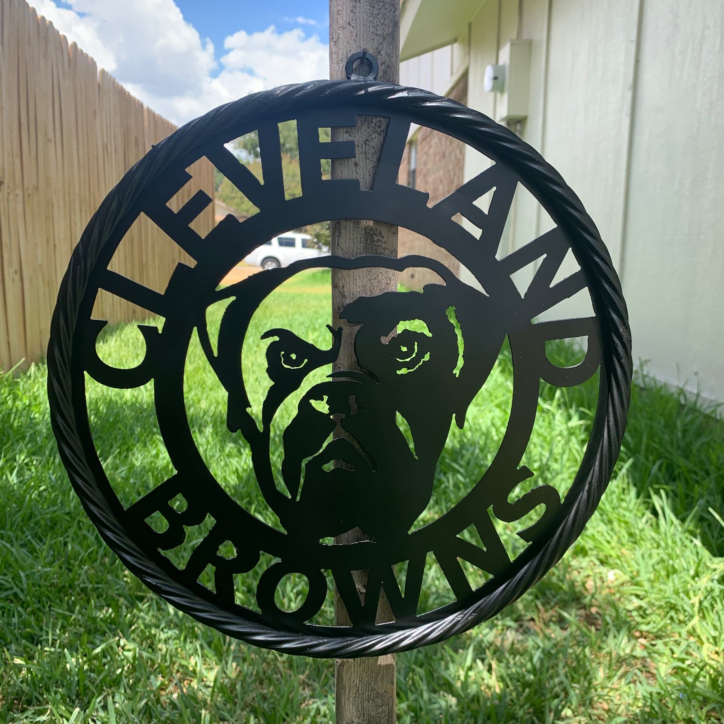 CLEVELAND BROWNS METAL CUSTOM VINTAGE CRAFT ART HANDMADE RUSTIC BLACK