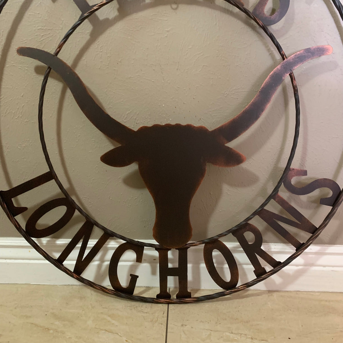 TEXAS LONGHORNS CUSTOM METAL VINTAGE CRAFT SIGN TEAM ART WESTERN HOME DECOR RUSTIC BRONZE HANDMADE #EH12565
