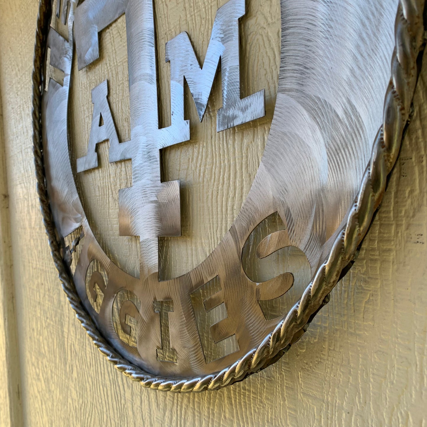 TEXAS A&M WIDE BAND RAW METAL CUSTOM VINTAGE CRAFT WALL ART TEAM SIGN HANDMADE