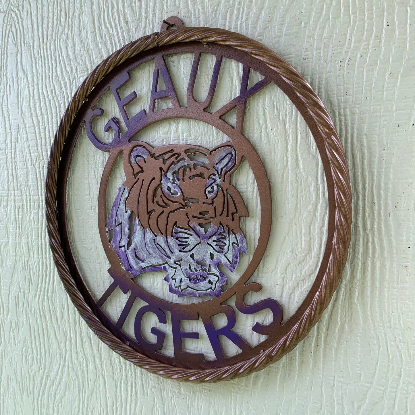 12",18",24",32" GEAUX TIGERS CUSTOM VINTAGE METAL CRAFT TEAM WALL ART HANDMADE