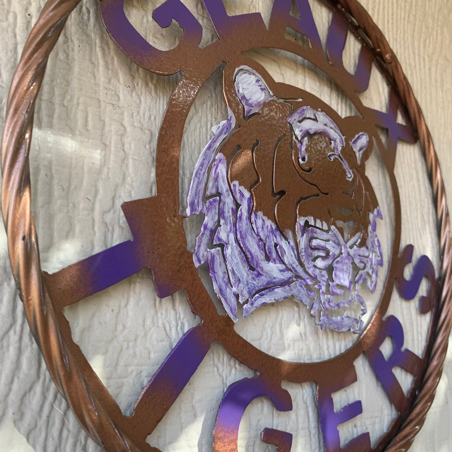 12",18",24",32" GEAUX TIGERS CUSTOM VINTAGE METAL CRAFT TEAM WALL ART HANDMADE