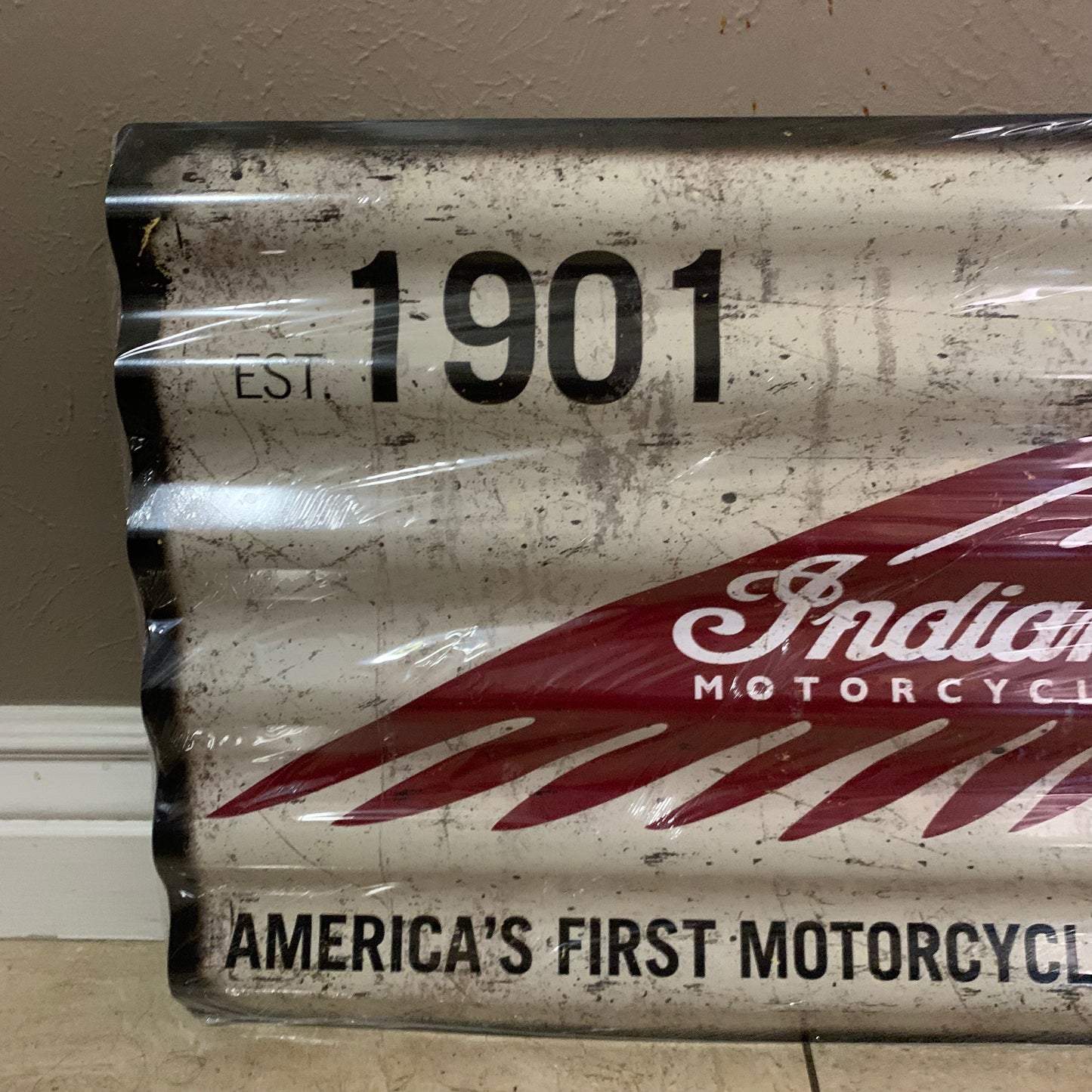 INDIAN MOTORCYCLES TIN METAL SIGN 24"X18" CORRUGATED WESTERN HOME DECOR ITEM#COIND