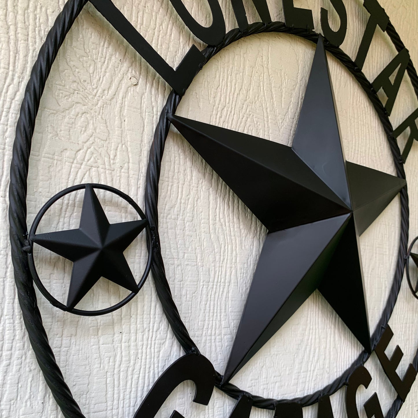 LONESTAR GARAGE STYLE CUSTOM BARN NAME STAR LONESTAR GARAGE METAL NAME BARN STAR WITH TWISTED ROPE RING 3d STAR ART WESTERN HOME DECOR RUSTIC BROWN