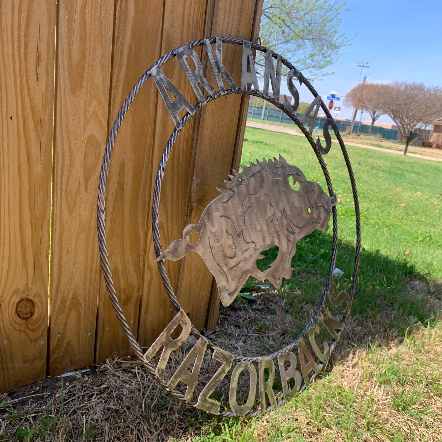 ARKANSAS RAZORBACKS CUSTOM RAW METAL VINTAGE CRAFT TEAM SIGN OFFICIAL LICENSED PRODUCT