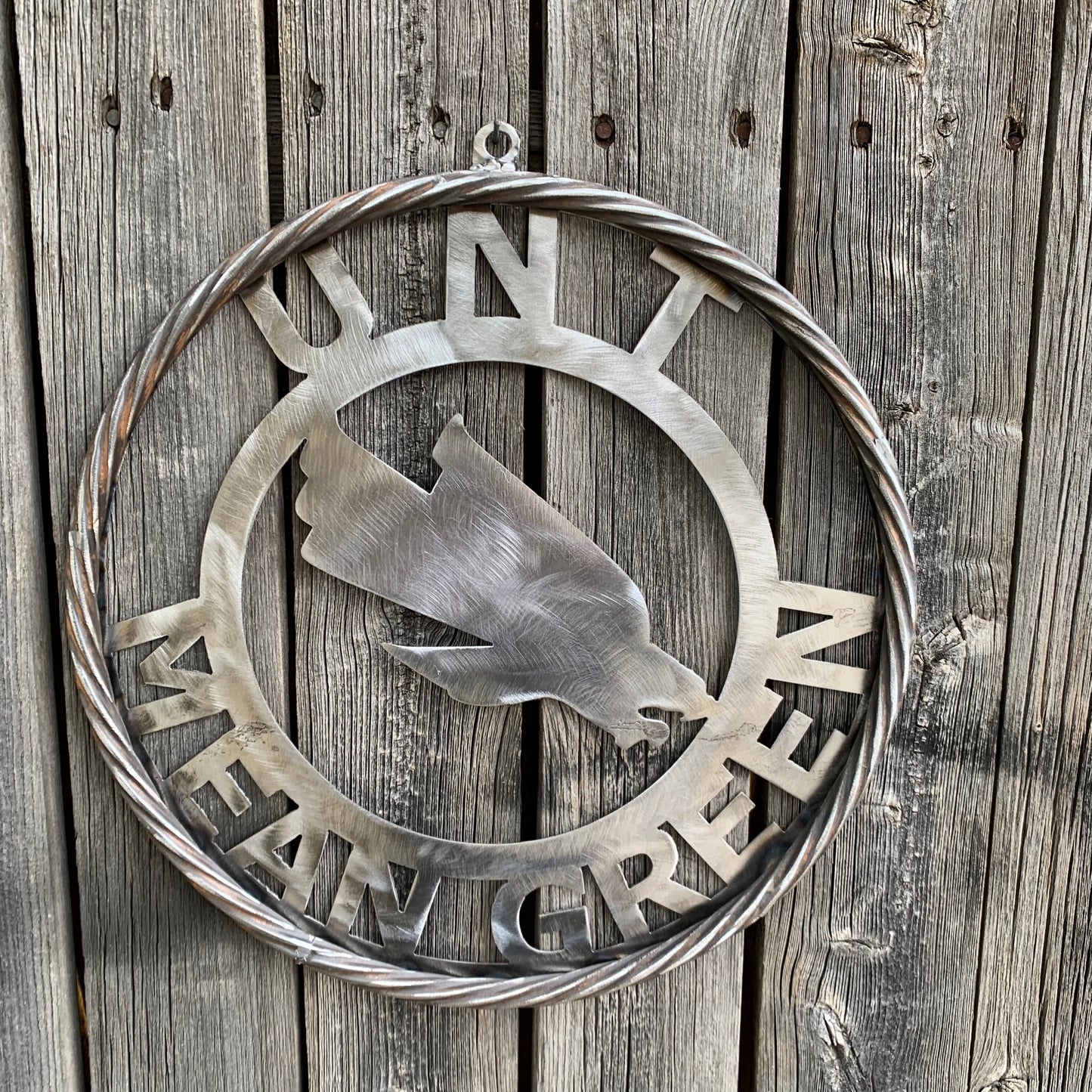 12", 18", 24", 32" UNT MEAN GREEN RAW METAL CUSTOM VINTAGE CRAFT WALL ART TEAM SIGN HANDMADE