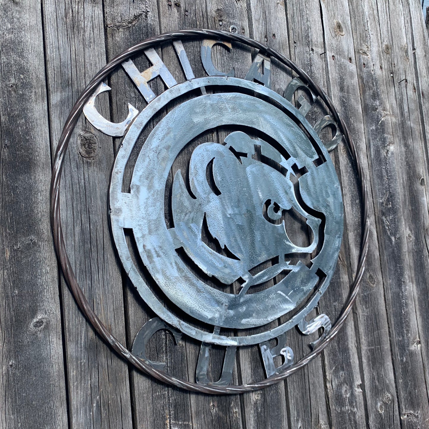 12", 18", 24", 32" CHICAGO CUBS CUSTOM RAW METAL VINTAGE CRAFT TEAM SPORTS SIGN HANDMADE