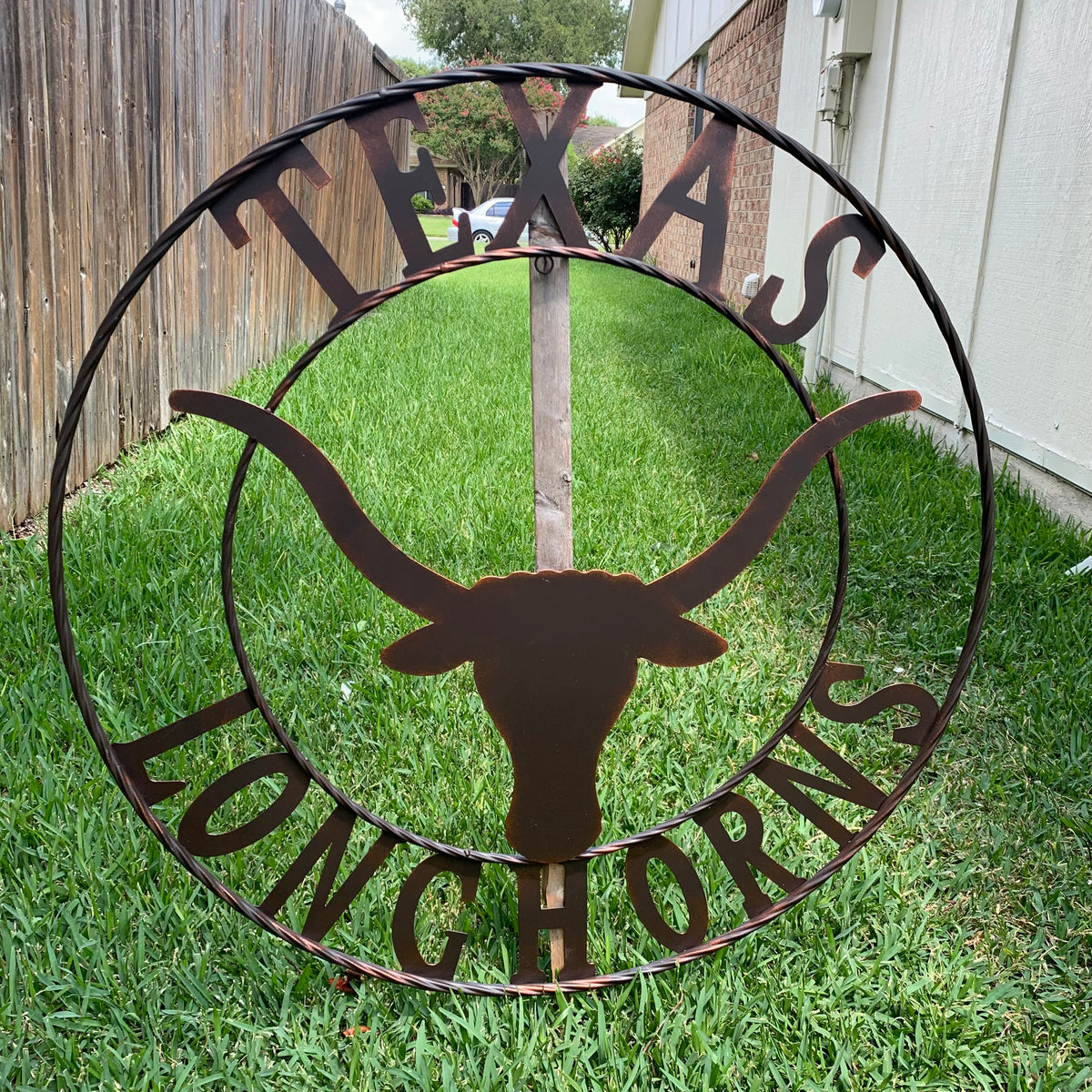 TEXAS LONGHORNS CUSTOM METAL VINTAGE CRAFT SIGN TEAM ART WESTERN HOME DECOR RUSTIC BRONZE HANDMADE #EH12565