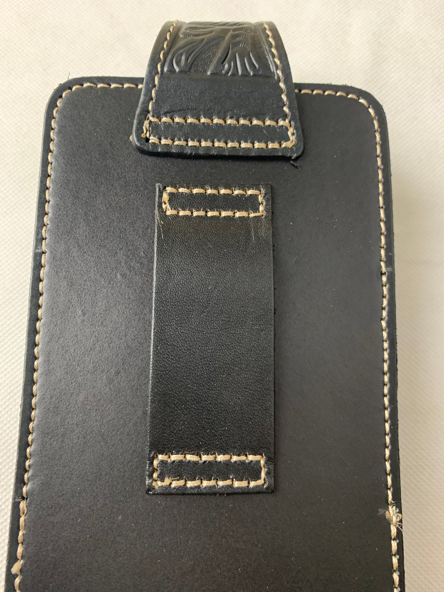 #WS341D 7" COWBOY PRAYER CROSS HOLSTER BLACK LEATHER POUCH EXTRA LARGE  BELT LOOP CELL PHONE CASE UNIVERSAL OVERSIZE--FREE SHIPPING