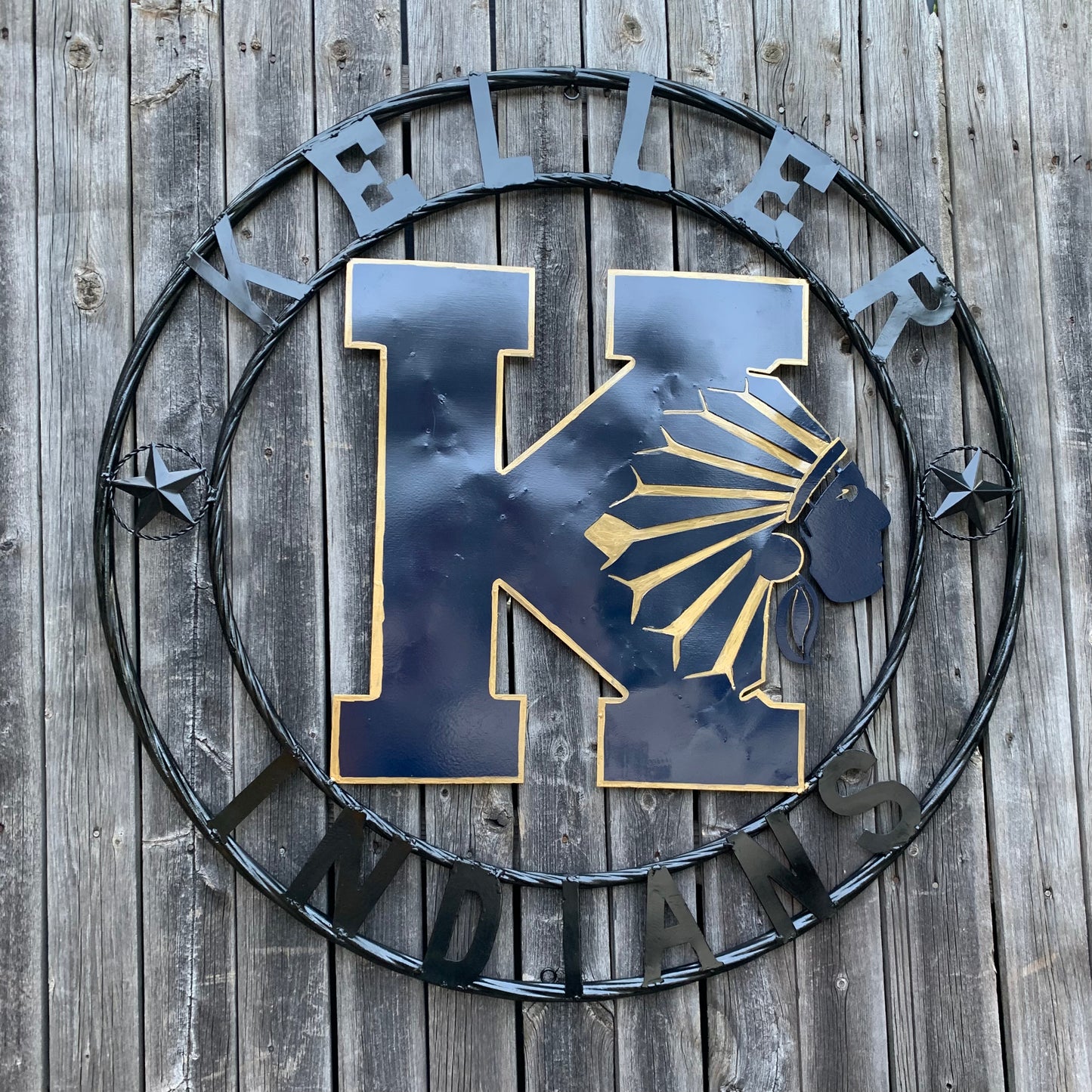 KELLER INDIANS CUSTOM VINTAGE METAL CRAFT WALL ART TEAM SIGN WESTERN HOME DECOR NEW