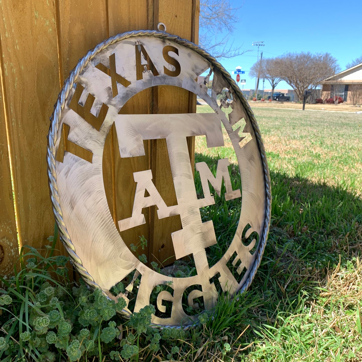 TEXAS A&M WIDE BAND RAW METAL CUSTOM VINTAGE CRAFT WALL ART TEAM SIGN HANDMADE
