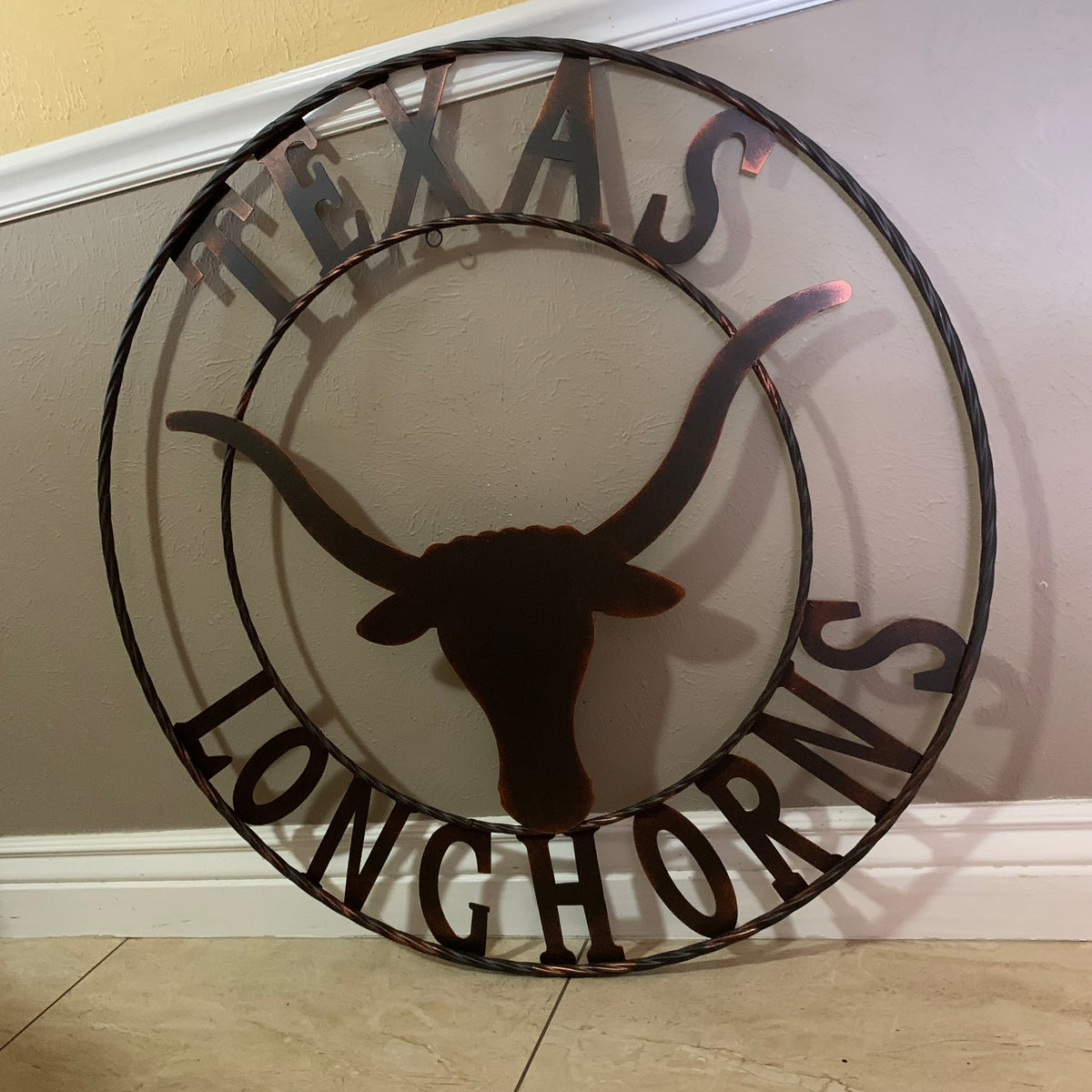 TEXAS LONGHORNS CUSTOM METAL VINTAGE CRAFT SIGN TEAM ART WESTERN HOME DECOR RUSTIC BRONZE HANDMADE #EH12565