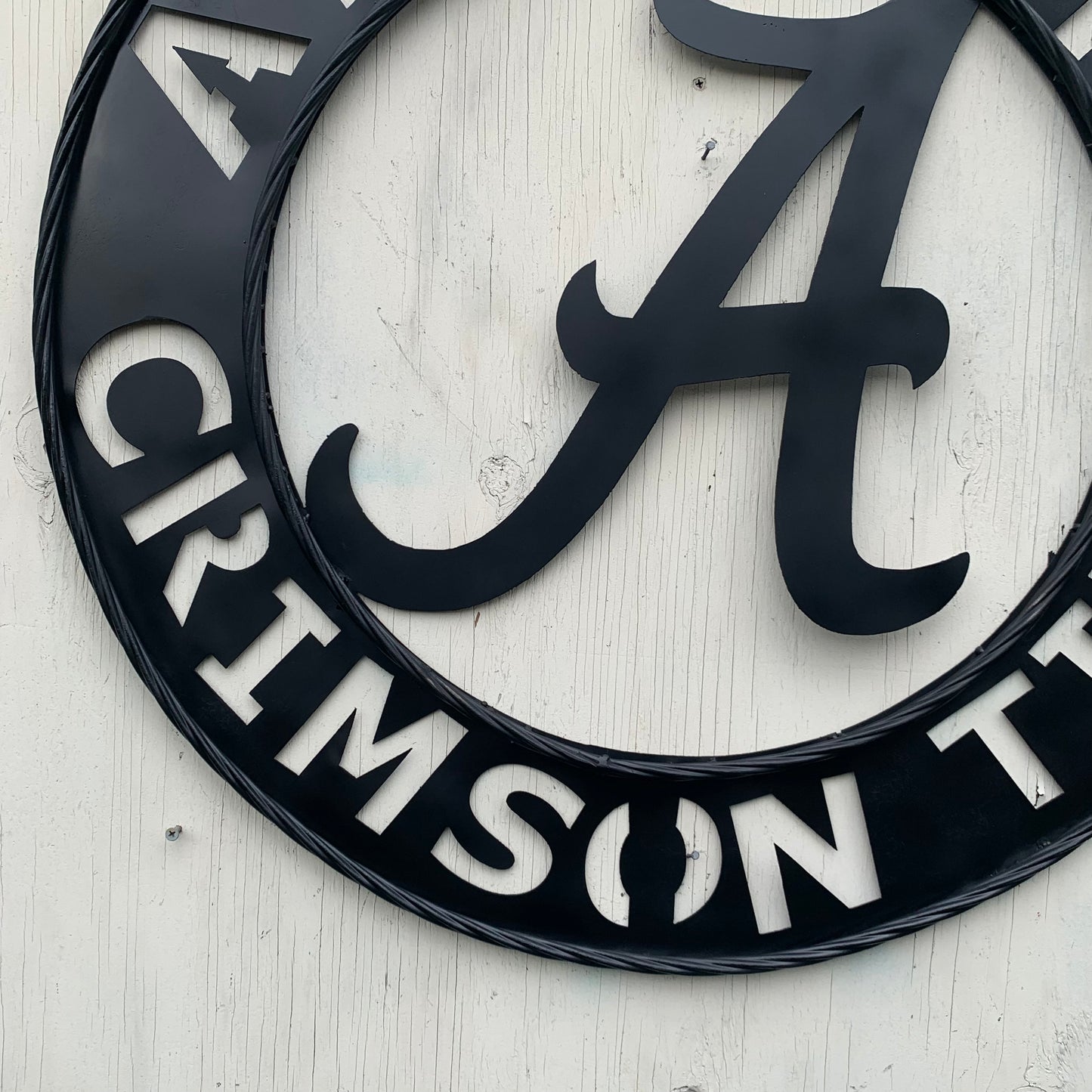 ALABAMA CRIMSON TIDE BLACK WIDE BAND RING LASERCUT CUSTOM METAL VINTAGE TEAM CRAFT HANDMADE