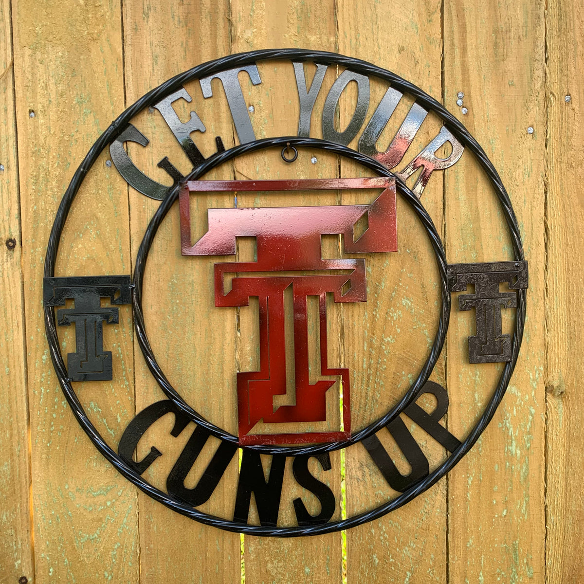 12", 18", 24", 32" GET YOUR GUNS UP TEXAS TECH CUSTOM METAL VINTAGE CRAFT TEAM SIGN