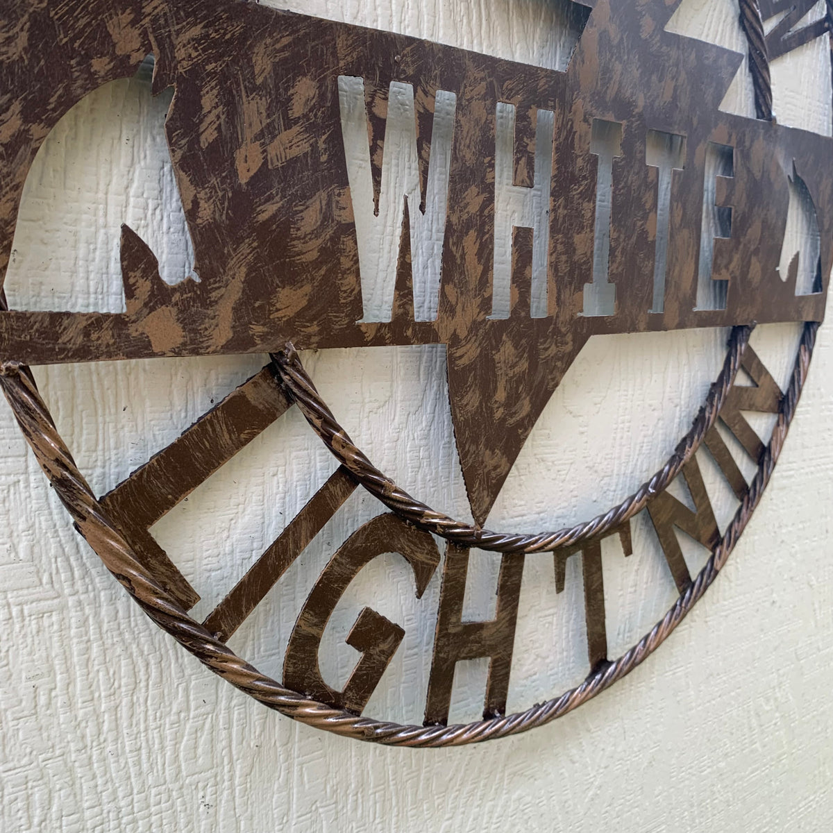 CUSTOM NAME LIGHTNIN HORSE STYLE SIGN RAW METAL BARN ROPE RING WESTERN HOME DECOR HANDMADE 24",32",36"