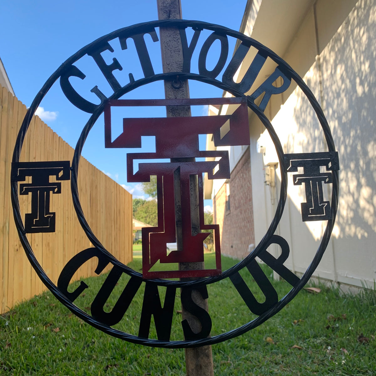 12", 18", 24", 32" GET YOUR GUNS UP TEXAS TECH CUSTOM METAL VINTAGE CRAFT TEAM SIGN