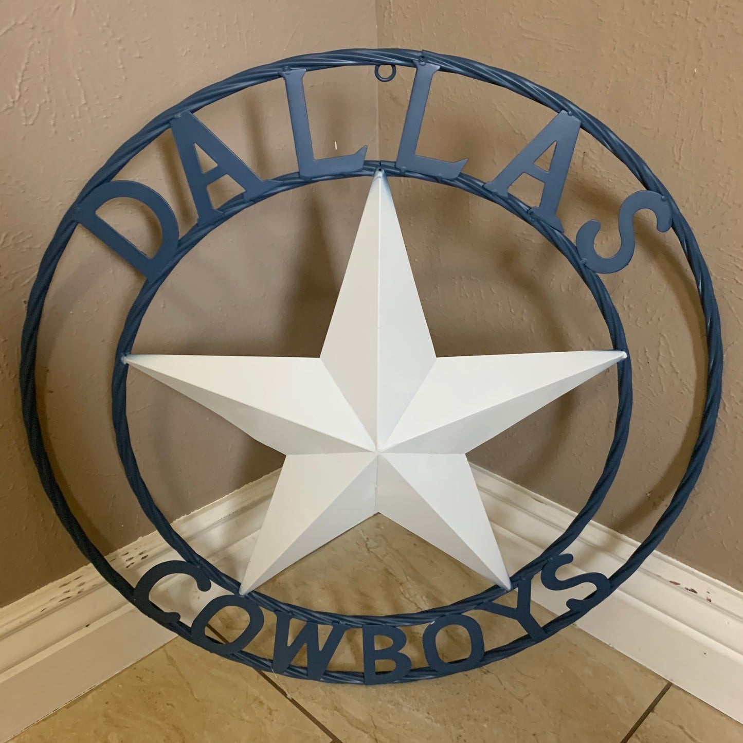 DALLAS COWBOYS STAR METAL BARN LONE STAR WESTERN HOME DECOR BLUE & WHITE STAR, SIZE:24",32",36",40",42",44",46",50"
