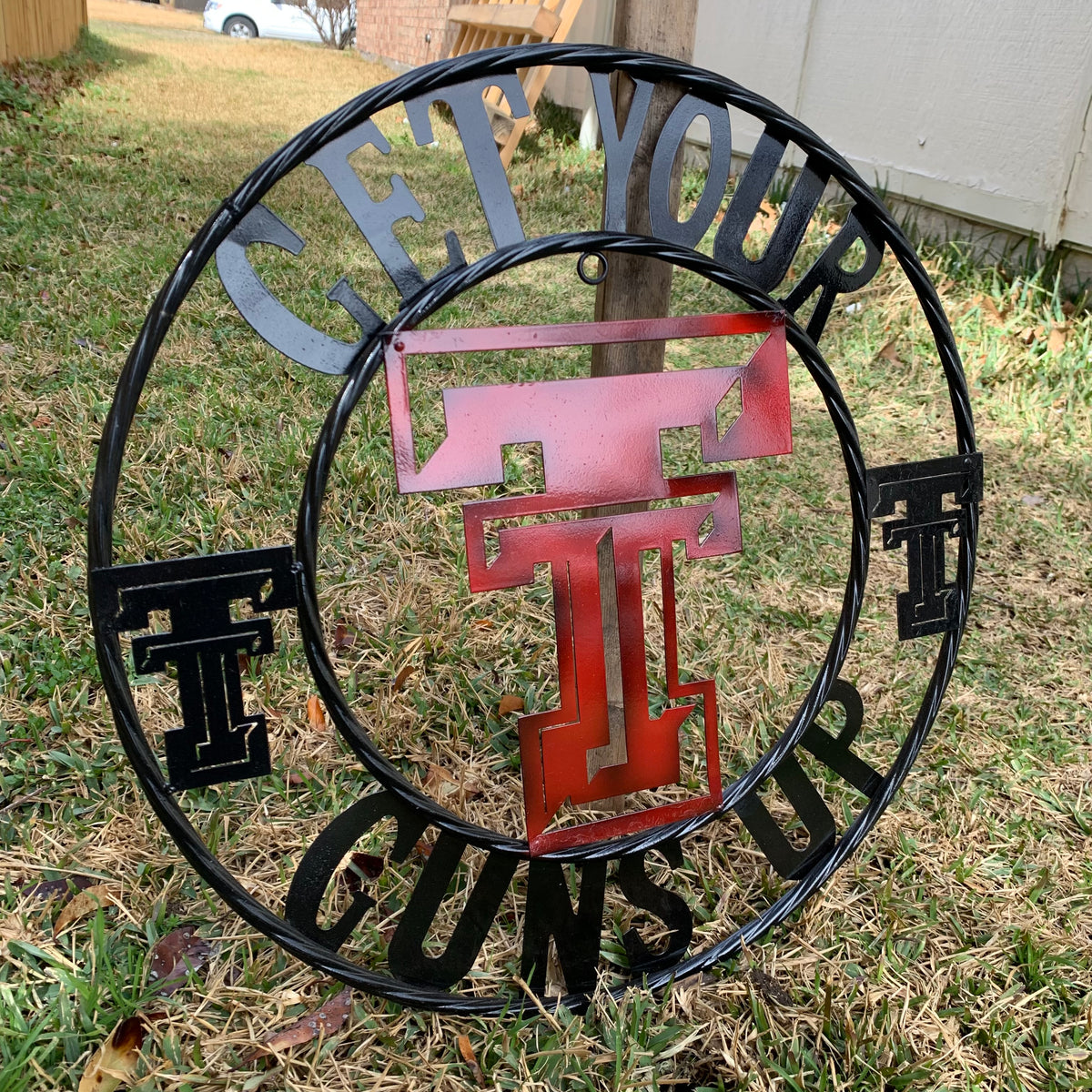 12", 18", 24", 32" GET YOUR GUNS UP TEXAS TECH CUSTOM METAL VINTAGE CRAFT TEAM SIGN