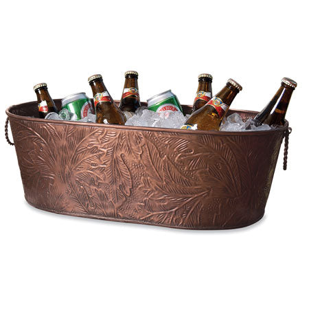 COPPER LEAF 21" OBLONG TUB BUCKET WESTERN HOME DECOR HANDMADE NEW #EH13004