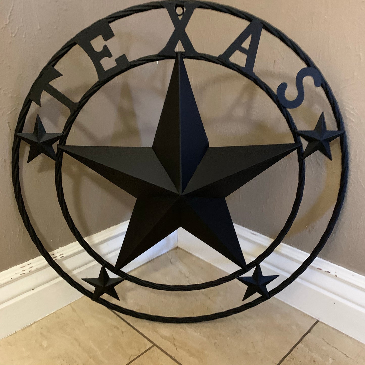 24" TEXAS BLACK STAR BARN STAR METAL ART WESTERN HOME DECOR VINTAGE RUSTIC BLACK