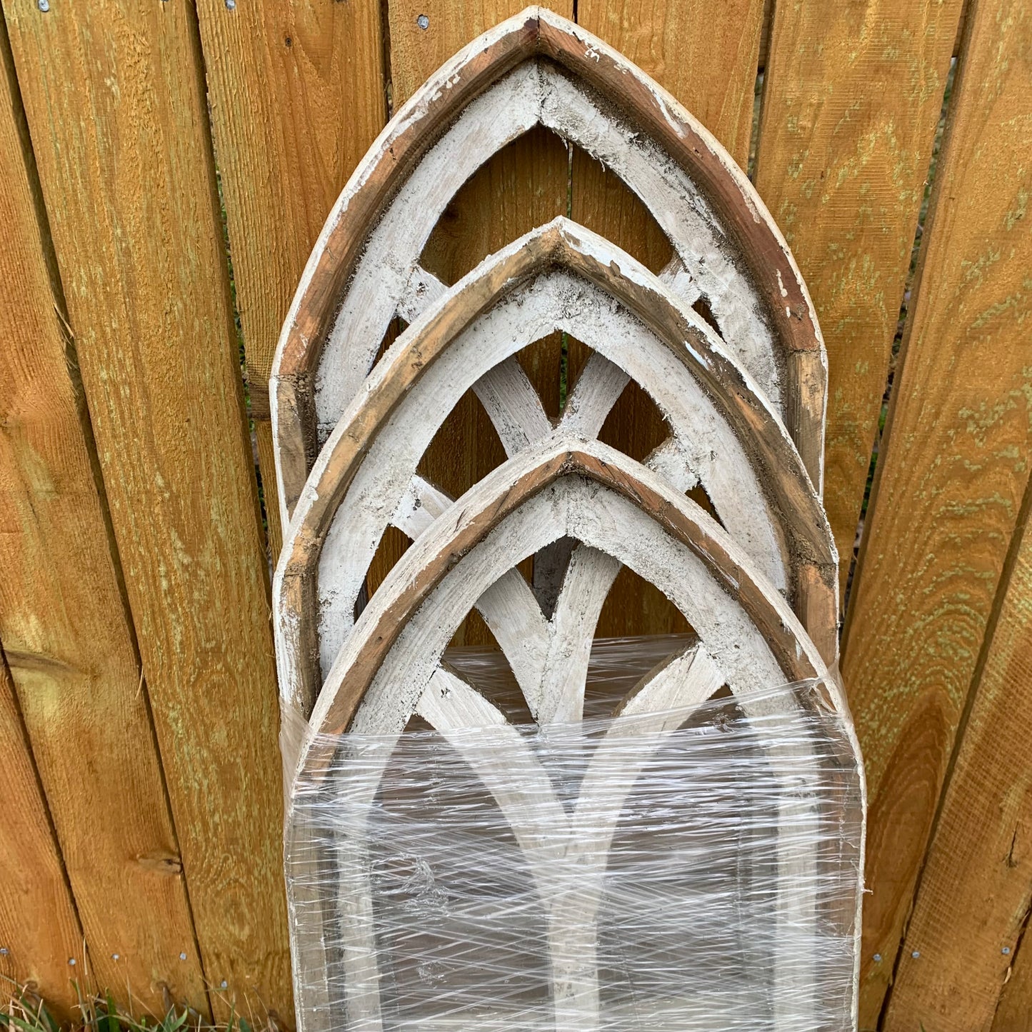 28",32",36" CATHEDRAL WINDOW WOOD 3PCS SET WESTERN HOME DECOR HANDMADE CRAFT NEW #EH11560
