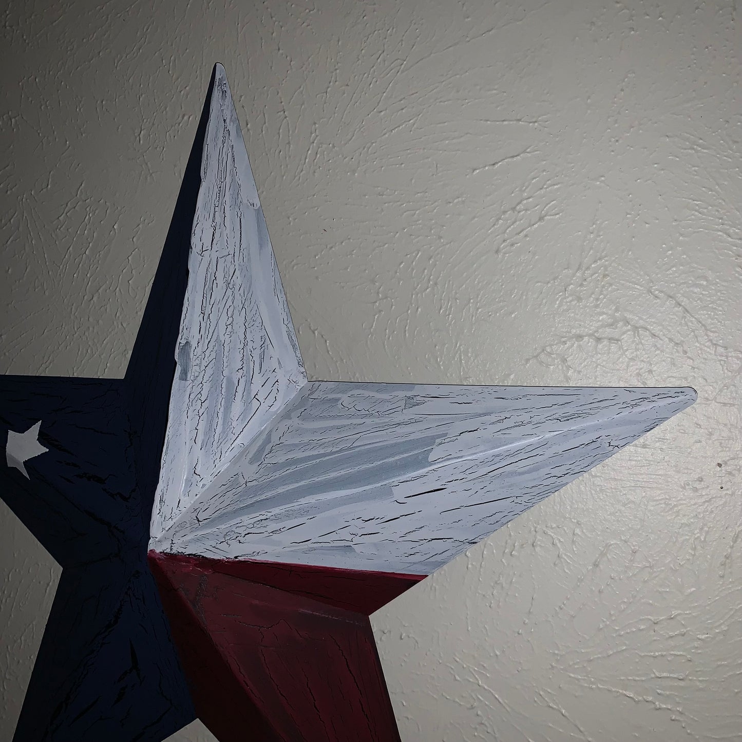 CRACKLE STYLE RED WHITE & BLUE METAL BARN STAR METAL WALL ART WESTERN HOME DECOR RUSTIC NEW