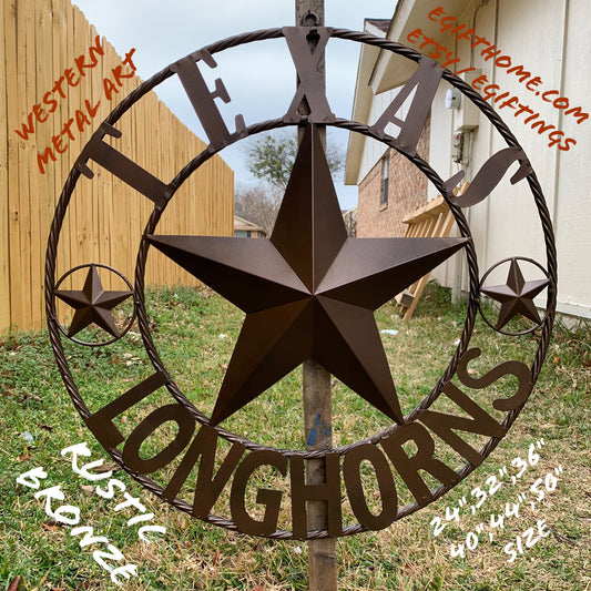 TEXAS LONGHORNS LONE STAR CUSTOM METAL VINTAGE CRAFT TEAM RUSTIC BRONZE 24",32",36" #EH13201