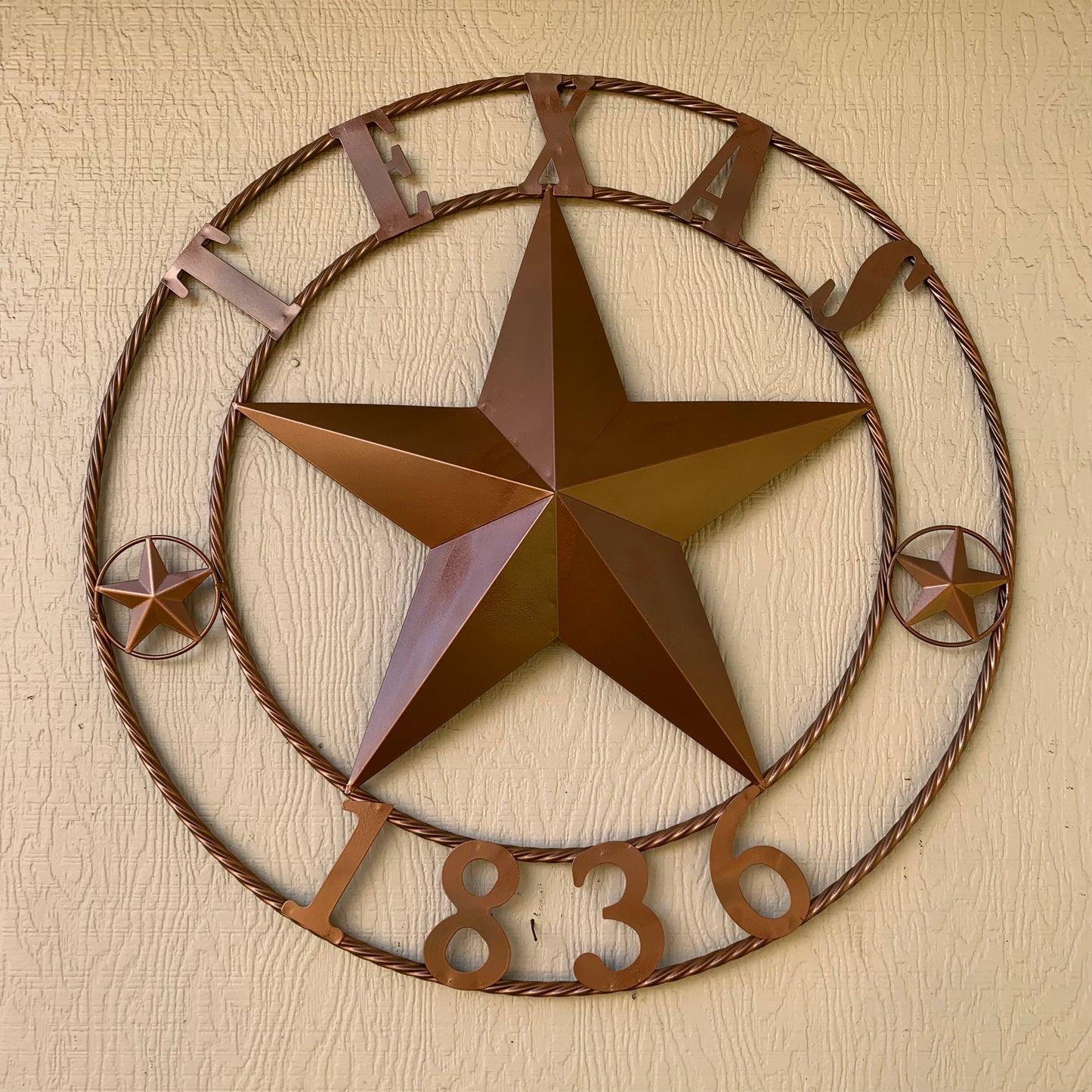 24", 32",36",40" TEXAS 1836 HAMMERED COPPER  BARN STAR METAL WALL WESTERN HOME DECOR HANDMADE NEW