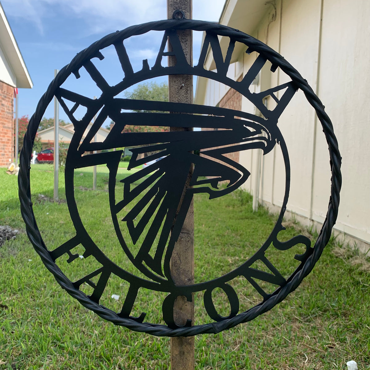 12",18",24",32",36" ATLANTA FALCONS BLACK METAL CUSTOM METAL VINTAGE CRAFT SIGN FOOTBALL TEAM WESTERN HOME DECOR HANDMADE