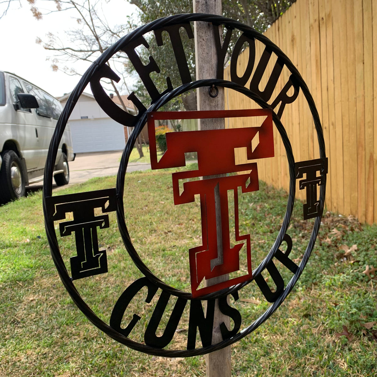 12", 18", 24", 32" GET YOUR GUNS UP TEXAS TECH CUSTOM METAL VINTAGE CRAFT TEAM SIGN